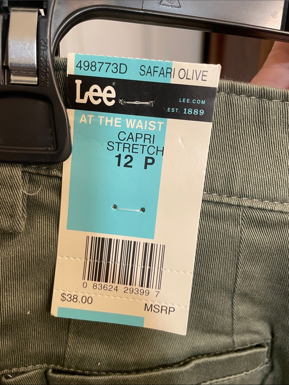 Lee Olive Green womens Chino Crop Pants - Picture 4 of 5